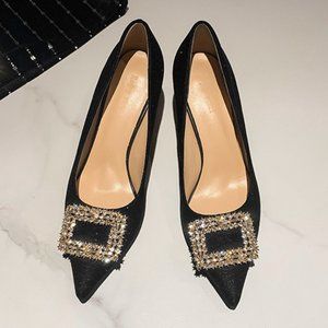 New rhinestone high heels, crystal sequins, pointed single shoes